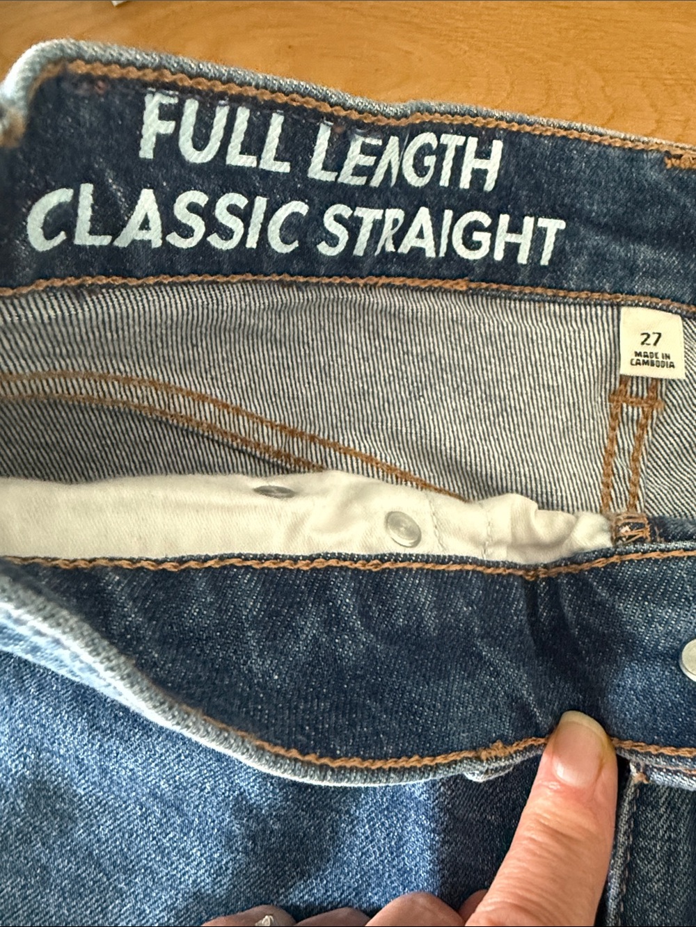 J. Crew Classic Indigo Straight-Leg Jeans with Leather Patch 27 Like New - Picture 2 of 4